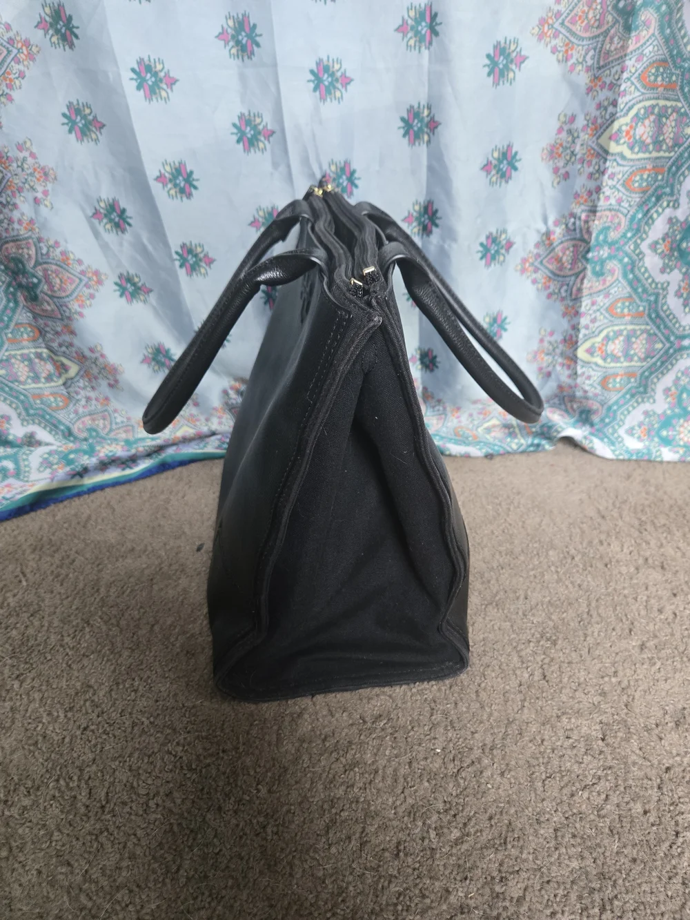 Tory Burch Black Pebbled Leather Tote Satchel Bag With Dust Bag